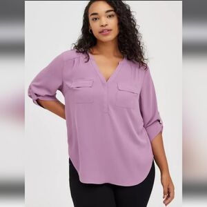 Torrid Soft Purple Harper 3/4 Sleeve Pullover Blouse, Plus Size 1